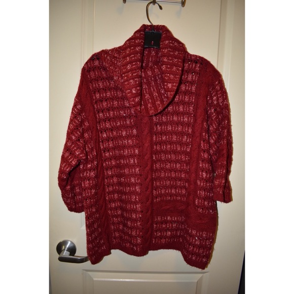 Red lucky brand cow neck sweater - Picture 1 of 3